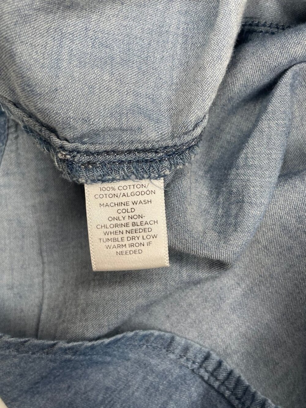 LOFT Western Indie Chambray Pintuck Sleeveless Popover Henley Denim Shirt SP - Picture 11 of 12